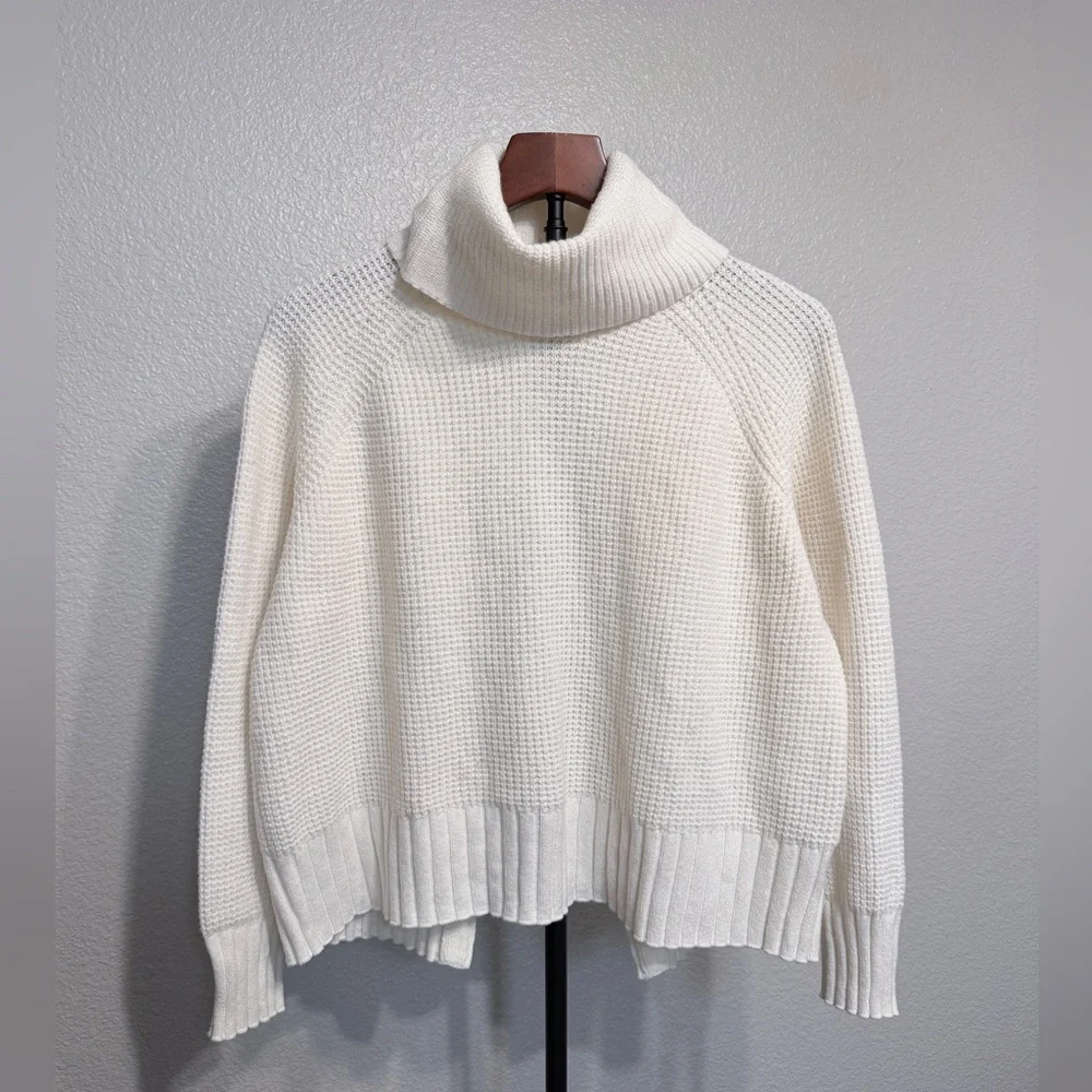 Madewell Eastbrook Cross-Back Cotton/Merino Wool Turtleneck Sweater - Size Small